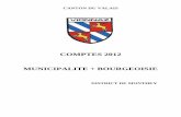 COMPTES 2012 MUNICIPALITE + BOURGEOISIE · Lecture et approbation des comptes 2012 de la Municipalité 3. Complément de financement pour la construction du Cycle d’orientation