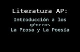AP de literaturaiasliteraturaap.weebly.com/uploads/1/2/8/8/12885428/pow… · PPT file · Web viewLiteratura AP: Introducción a los géneros La Prosa y La Poesía