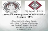 Dirección del Programa de Protección a Testigos (DPT) · Dirección del Programa de Protección a Testigos (DPT) Directora: Abg. Letizia Paredes ... Aprobación del Plan de Implementación.