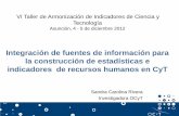 Integración de fuentes de información para la … · VI Taller de Armonización de Indicadores de Ciencia y Tecnología Asunción, 4 - 5 de diciembre 2012 Integración de fuentes