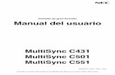 MultiSync C431 MultiSync C501 MultiSync C551 · Presentación de diapositivas .....Español-22 ... Estos límites se han concebido como medida de protección eﬁ caz contra las interferencias
