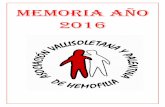 MEMORIA AÑO 2016 - hemofiliavalladolidpalencia.org · 4 censo de asvapahe a diciembre 2016 cuagulopatÍas valladolid palencia hemofilia a 25 8 hemofilia b 7 1 von willebrand 1 1