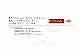 DECLARATORIA DE IMPACTO AMBIENTAL · La empresa pública ETAPA-EP en calidad de promotor del proyecto de “Ampliación y Mejoramiento del