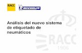Análisis del nuevo sistema de etiquetado de neumáticossaladeprensa.racc.es/.../10/dp-estudio-neumaticos-racc-michelin-ok.pdf · neumáticos defectuosos, ... Un 20% del consumo de