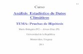 Análisis Estadístico de Datos Climáticosmeteo.fisica.edu.uy/.../Pruebas_de_Hipotesis_AEDC_2011.pdf · prueba de uno y dos extremos o contraste de una y dos colas. Con frecuencia