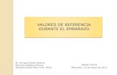 VALORES DE REFERENCIA DURANTE EL EMBARAZO EMBARAZO_2013.pdf · El embarazo humano dura unas 40 semanas desde el primer ... ANEMIA MACROCÍTICA RELATIVA DISMINUCIÓN: ... 0.9 – 7.32