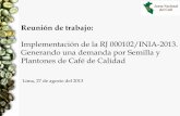 Implementación de la RJ 000102/INIA-2013. … · Contexto Cafetalero Actual ... PRODUCCION y COMERCIALIZA-CIÓN DE SEMILLA Y PLANTONES Clases: Certificada No Certificada ... •Manejo