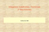 Integrales indefinidas. Teoremas 2º Bachillerato · Integrales inmediatas Integrales inmediatas: una tabla de derivadas leída al revés proporciona primitivas e integrales indefinidas.