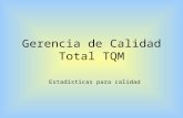 Gerencia de Calidad Total TQM - Universidad de … el curso/Gerencia … · PPT file · Web view2007-09-16 · Gerencia de Calidad Total TQM Estadísticas para calidad Tabla de contenido