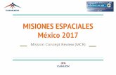 México 2017 MISIONES ESPACIALES · Tanque y tobera Nariz Bahía para carga útil Sistema de estabilización Sistema de recuperación Fuselaje ... Verificación del diseño (pruebas