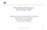 Programación Lógica - lcc.uma.es jmmb/declarativa/ApuntesPL2004/  · PDF fileProgramación Declarativa 3 Origen de la Programación Lógica 9La lógica de predicados (L.P.) sirve