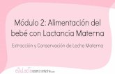 bebé con Lactancia Materna Módulo 2: Alimentación del · Extracción y Conservación de Leche Materna “Casi todas las madres lactantes van a tener que sacarse leche alguna vez.