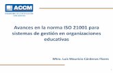 Avances en la norma ISO 21001 para sistemas de …cvacademica.utna.edu.mx/cdc/cdc/dia3/2Avancesenla... · 3 ¿Qué es ISO 21001? Esta norma internacional establece requisitos para