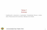 Tema 7 Aminas - Academia Madrid Ingeniería Cartagena99 ... 1.7 Aminas.pdf · Universidad San Pablo CEU 1 Tema 7. Aminas. Clasificación, estructura y reactividad. Propiedades físicas