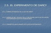 2.5. EL EXPERIMENTO DE DARCYmmc2.geofisica.unam.mx/cursos/tfs/TFSPresentaciones/Presentacion6... · 2.5.1. FORMA EXTENDIDA DE LA LEY DE DARCY El experimento de Darcy relaciona la