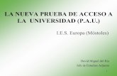 LA NUEVA PRUEBA DE ACCESO A LA UNIVERSIDAD … · * Es necesario superarla para obtener el acceso a la universidad * Nota de Acceso FASE ESPECÍFICA (RD1892/2008 ... Volumen. b) Artes
