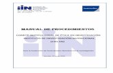 MANUAL DE PROCEDIMIENTOS - iin.sld.pe · Copia completa de la propuesta de investigación que puede estar escrita en español o en inglés, con número de versión, fecha y páginas