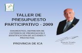 TALLER DE PRESUPUESTO PARTICIPATIVO - 2009 2009/Participación... · taller de presupuesto participativo - 2009 diagnostico, definicion de ... gente puede hacer y ser y no en lo que