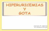 HIPERURICEMIAS Y GOTA - hgucr.es³n_hiperuricemias.pdf · Hay nefrolitiasis sin hiperuricemia, sin gota, y sin hiper-uricosuria. De forma similar que hay pacientes con hiperuricemia-gota-cálculos