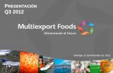 PRESENTACIÓN Q3 2012 - Multiexport Foods · basados en fórmula de Ebitda/Ton (*)14/Sep/2012 se firmó Contrato de Reconocimiento y Reestructuración de ... Oferta y Demanda Precios