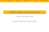 TEMA 3. Modelos de Elección Discreta - RUA: Principalrua.ua.es/dspace/bitstream/10045/15809/3/Tema3p.pdf · Comparación de parámetros entre modelos ... NO estamos interesados en
