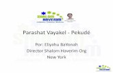 Parashat Vayakel - Pekudé - shalomhaverim.org Semanal Vayakel-Pekude.pdf · vida judía: Guardar el Shabat. • Juntamente con las 39 melajot, labores, necesarias para la construcción