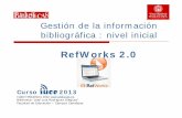 Gestores bibliográficos RefWorks 2 - bibliotecas.usal.es · importar desde el propio gestor en ese formato. ... Compartir carpetas con otros usuarios de Refworks mediante RefShare