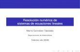 Resolución numérica de sistemas de ecuaciones …mrodriguez/Resolucion Numerica de Sistema… · Esquema: 1 Descripción del problema 2 Algunas deﬁniciones y propiedades 3 Condicionamiento