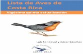 Lista de Aves de - Unión de Ornitólogos de Costa Ricauniondeornitologos.com/wp-content/uploads/2017/07/Lista-de-Aves-de... · Además en esta actualización, incluimos por vez primera
