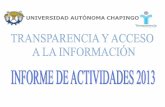 UNIVERSIDAD AUTÓNOMA CHAPINGO · UNIDAD DE ENLACE INFORME DE ACTIVIDADES 2013 ... en las que impera un contexto mundial de ... como el Comité de ...