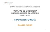 FACULTAD DE ENFERMERIA HORARIOS CURSO ACADÉMICO 2016 ... · HORARIOS CURSO ACADÉMICO 2016 – 2017 GRADO EN ENFERMERÍA CUARTO CURSO . 2 ... SEMESTRE PRIMERO.SEMANA 2. 3 al 7 de