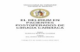 EL DELIRIUM EN PACIENTES POSTOPERADOS DE …uvadoc.uva.es/bitstream/10324/24367/1/TFG-M-M808.pdf · 2017-07-16 · mismo al desarrollo de deterioro cognitivo posterior a su presentación.
