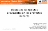 Efectos de los tributos provinciales en los proyectos mineros · Profesor de Geología Minera ... Presentación • Se muestra en este trabajo el impacto que sobre un proyecto minero