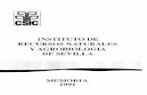 INSTITUTO DE RECURSOS NATURALES Y ... - digital.csic.esdigital.csic.es/bitstream/10261/89639/1/Memoria_1991.pdf · RECURSOS NATURALES Y AGROBIOLOGIA DE SEVILLA MEMORIA 1991 . ...