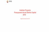 Análisis Proyecto Presupuesto Anual Distrito Capital 2016 · Se concluye que Presupuesto 2016 tendrá variaciones importantes frente al Proyecto presentado y en discusión. ... ¿Porqué