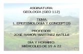 ASGINATURA: GEOLOGÍA (GEO 112) TEMA: I. … · 2 DEFINICIÓN • Etimología – Geo ... • Una definición centrada en los objetivos: ... minerales, como la difracción de rayos