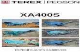 XA400S - S) XA400S Specs 2008.pdf · PDF file• Protecciones del accionamiento y bisagras de mayor resistencia. ... Cribas: dos cribas reemplazables de 1,60 m de longitud, escalonadas,
