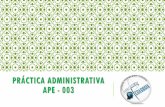 PRÁCTICA ADMINISTRATIVA APE - 003 · práctica administrativa con el fin de desenvolverse en el ramo profesional. Sesiones de trabajo. Revisión y Aprobación de informes parciales.