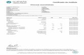 Certificado de Análisis Glucosa monohidrato - guinama.com · nuestro laboratorio de control, sin que en ningún caso eximan de los controles exigidos en cada sector. Las pruebas