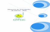 Memoria de Actividades de DIFAC 2016 2016 web.pdf · la celebración del Día Internacional de las Personas con Discapacidad. 14 de mayo: Con motivo del 40 ... explicaron su “día