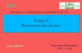 Tema 5 Recursos hardwareperso.wanadoo.es/e/varyatanil/etc2/ETC-II-Tema_5.pdf · EPS UAM Tema 5 Recursos hardware Estructura y Tecnología de Computadores II (2º) Curso 200304 Ingeniería