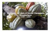 Políticas de para el Sector Cacaotero Ecuatoriano · IMPORTANCIA DEL SECTOR CACAOTERO PARA EL ECUADOR •La actividad agrícola dedicada al cultivo de cacao tiene una historia relevante