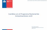Cambios en el Programa Nacional de Inmunizaciones 2018 · Pilares Estratégicos Protección de la población chilena frente a enfermedades inmunoprevenibles relevantes para la salud