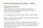 Análisis de agrupamiento (Cluster nMDS) Agregación (Cluster) · Análisis de agrupamiento (Cluster –nMDS) Agregación (Cluster) Conjunto de técnicas que intentan organizar la