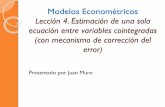 Lección 2. Modelos econométricos. - uah.es · Estimación con MCE J. Muro La opción utilizada no permite obtener valores ajustados ni predicciones. Para ello debemos construir