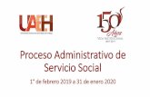 Proceso Administrativo de Servicio Social - uaeh.edu.mx · Etapas del Servicio social •Preinscripción en el Sistema de Administración de Servicio Social. •Asignación de plaza.
