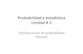 Probabilidad y estadística Unidad # 2 · Probabilidad y estadística Unidad # 2 Distribuciones de probabilidad discreta . Distribuciones de probabilidad •Distribuciones de probabilidad