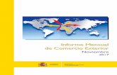 Informe Mensual de Comercio Exterior · Informe Mensual de Comercio Exterior. Noviembre 2017 3 un 37,6% interanual hasta los 1.979,8 millones de euros (déficit de 1.438,4 millones