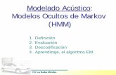 Modelado Acústico: Modelos Ocultos de Markov (HMM)physionet.cps.unizar.es/~eduardo/docencia/ticrm/Tema_8-HMM.pdf · Modelos Ocultos de Markov Problemas a resolver 1. Estructura de
