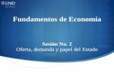 Fundamentos de Economía · Fundamentos de Economía Sesión No. 2 Oferta, demanda y papel del Estado. Contextualización En las economías industriales modernas el Estado desempeña